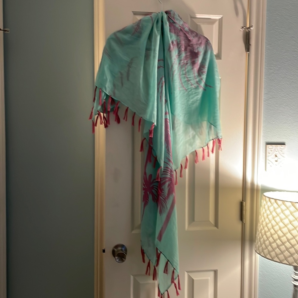 Blue and pink swimsuit coverup